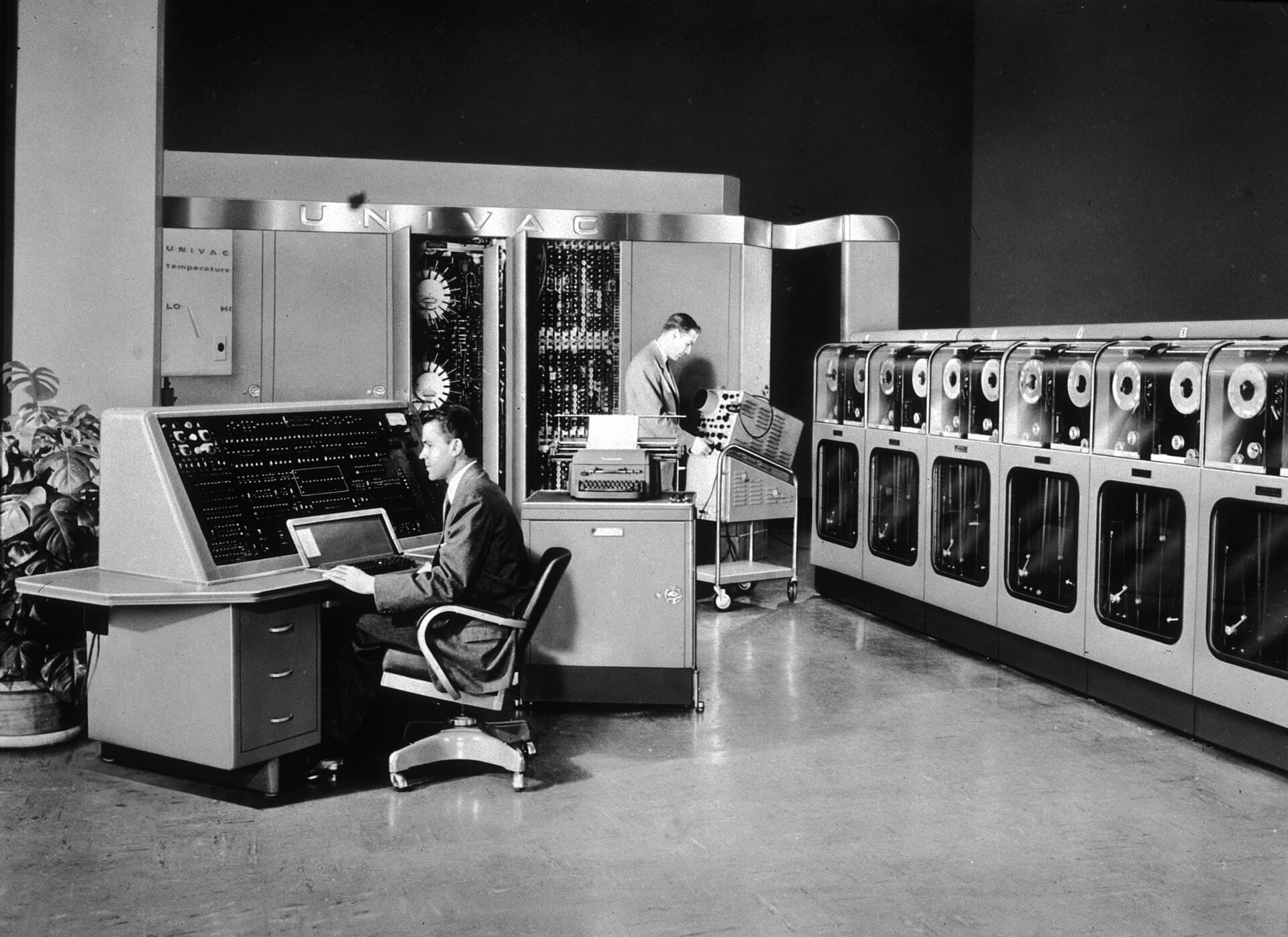 The UNIVAC I console and tape drives at its Census Bureau dedication