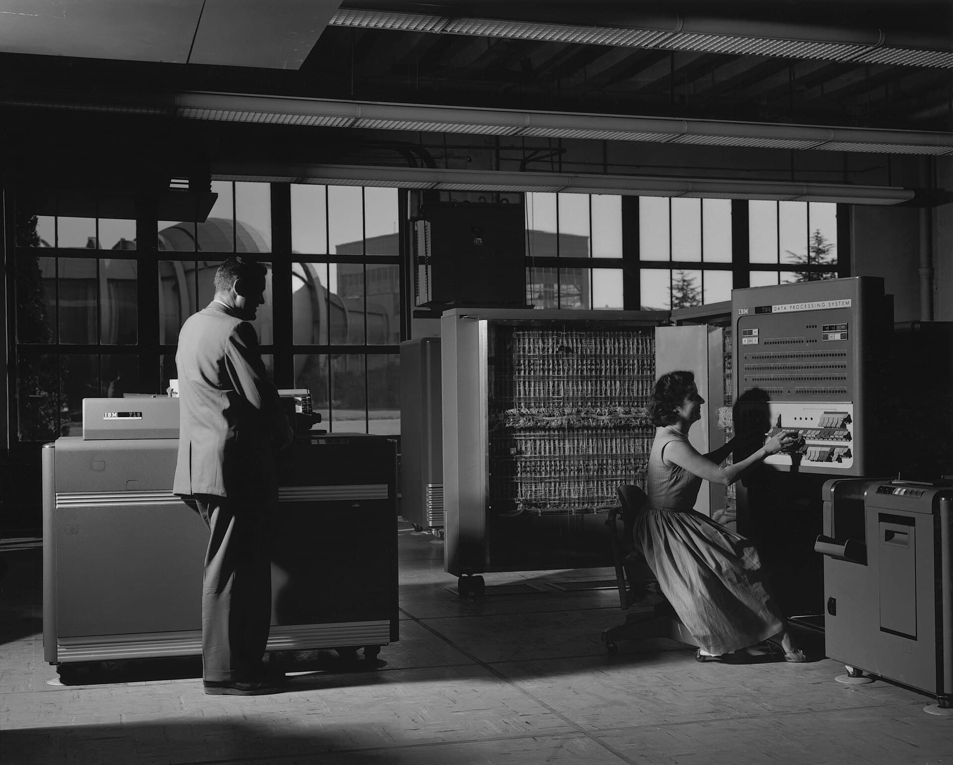 Engineers at a mainframe computer in 1958