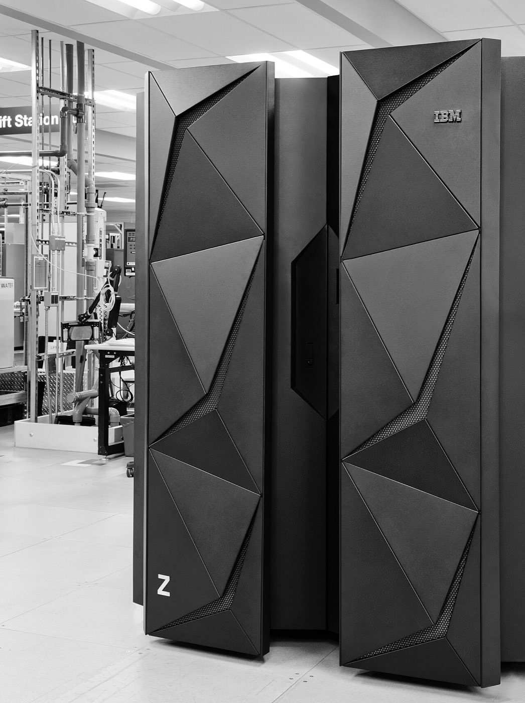 A modern black mainframe cabinet